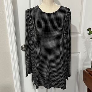 J. Jill Wearever Collection Black /White Lattice Stretch Knit Top NWT SZ 1X